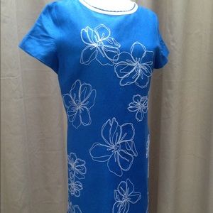 Talbots Short Sleeve Embroidered Dress Sz 10